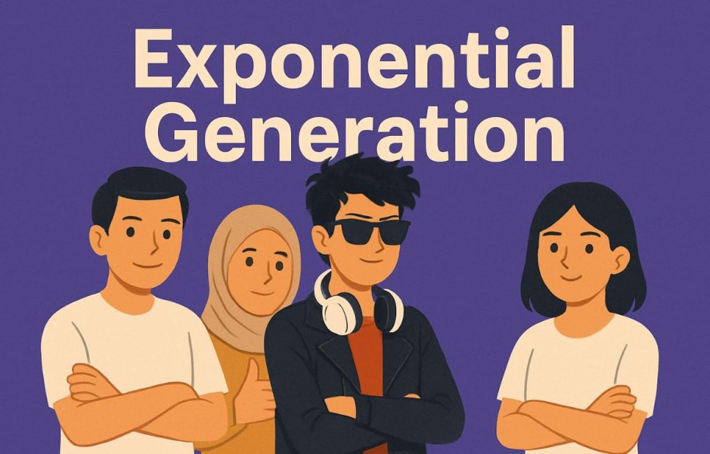 Exponential Generation adalah manusia-manusia lompatan besar, generasi yang tumbuh dan berkembang jauh lebih cepat daripada kebanyakan orang. Mereka tidak hanya bergerak selangkah demi selangkah, tetapi melompat jauh ke depan, seperti roket yang menembus langit.Yang menarik, percepatan ini bukan karena mereka lahir dengan bakat istimewa. Rahasia mereka terletak pada cara mereka dibina.