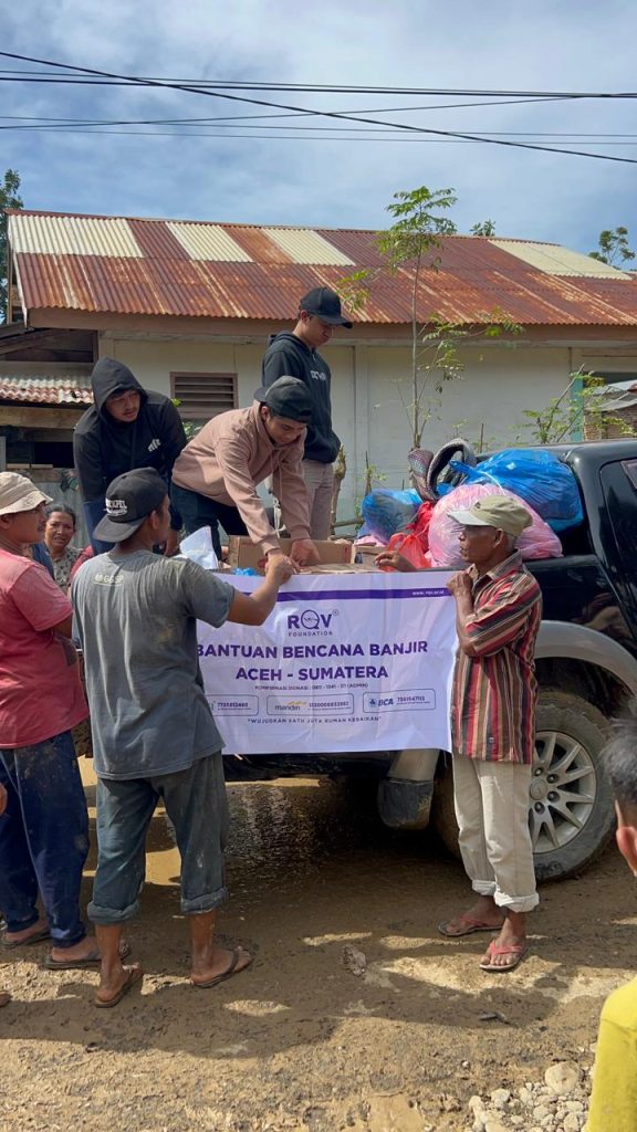 RQV Foundation menyalurkan bantuan kemanusiaan kepada masyarakat yang terdampak bencana banjir di sejumlah wilayah di Provinsi Aceh.